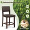 Costway Set of 2 Upholstered Linen Bar Stools 24.5'' Wooden Dining Chairs with Back Beige/Brown